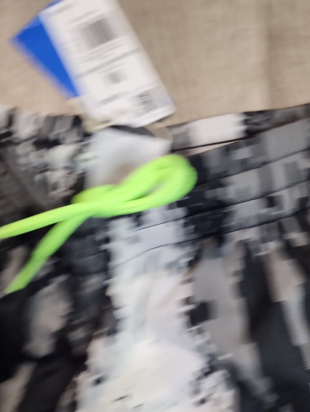 adidas Archive AOP Shorts In Black, White, And Gray With Neon Green Accents - Picture 5 of 6